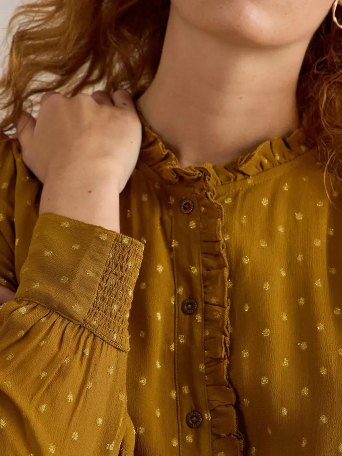 Women Aster Metallic Shirt Chartreuse Multi White Stuff Shirts and Blouses