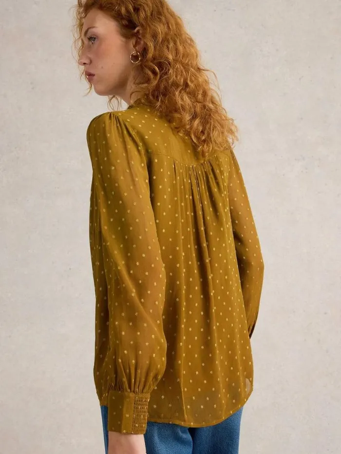 Women Aster Metallic Shirt Chartreuse Multi White Stuff Shirts and Blouses