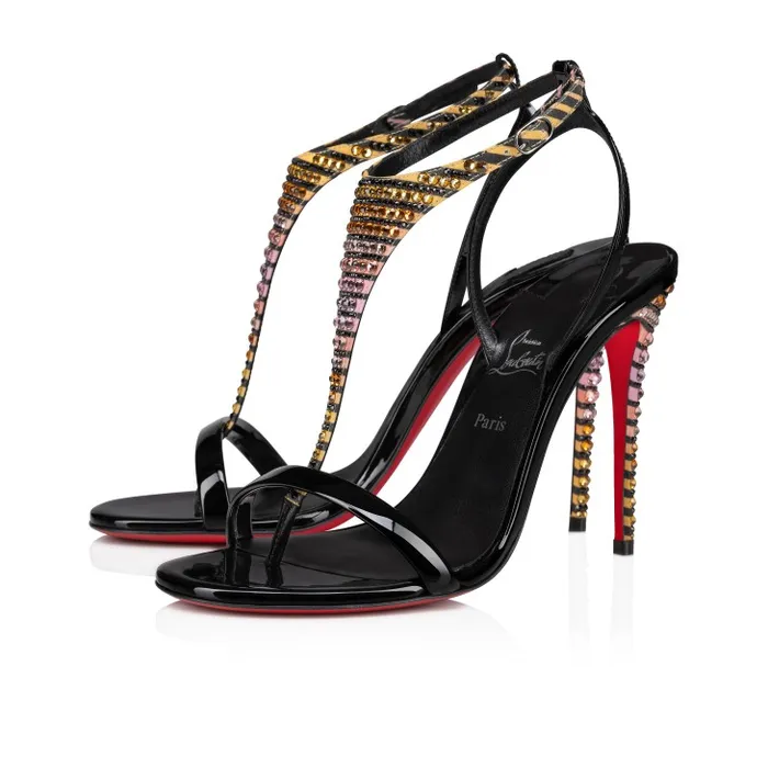 Women Athina Strass Aftersun 100 Mm Strappy Sandals 8211 Patent Leather Crepe Satin And Aftersun Strass 8211 Black Christian Louboutin Sandals and Slides Women Athina Strass Aftersun 100 Mm Strappy Sandals 8211 Patent Leather Crepe Satin And Aftersun Strass 8211 Black Christian Louboutin Sandals and Slides