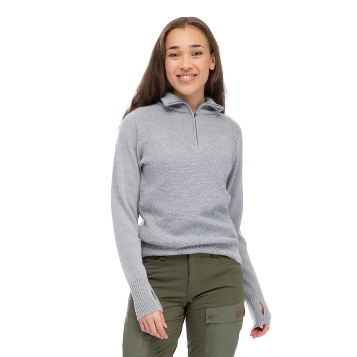 Women Bergans Of Norway Jumpers And Long Sleeves Ulriken Light Merino Jumper Magnesium Grey