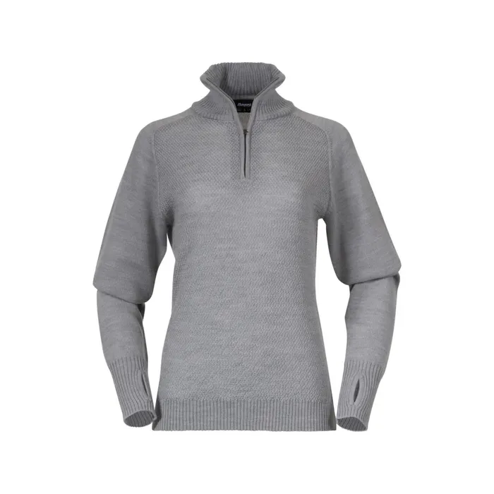 Women Bergans Of Norway Jumpers And Long Sleeves Ulriken Light Merino Jumper Magnesium Grey
