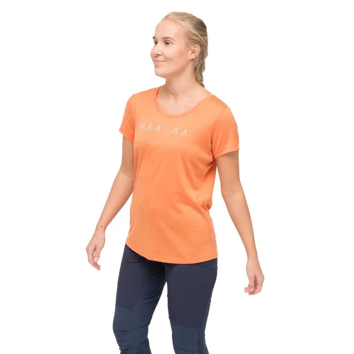 Women Bergans Of Norway TShirts Vaagaa Explore Merino Tee Faded Orange