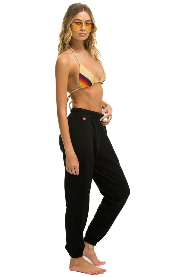 Women Bottoms Aviator Nation 5 STRIPE SWEATPANTS 8211 BLACK NEON RAINBOW STRIPES Women Bottoms Aviator Nation 5 STRIPE SWEATPANTS 8211 BLACK NEON RAINBOW STRIPES