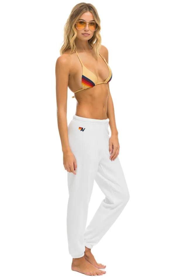 Women Bottoms Aviator Nation 5 STRIPE SWEATPANTS 8211 WHITE GREY Women Bottoms Aviator Nation 5 STRIPE SWEATPANTS 8211 WHITE GREY