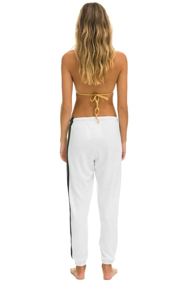Women Bottoms Aviator Nation 5 STRIPE SWEATPANTS 8211 WHITE GREY Women Bottoms Aviator Nation 5 STRIPE SWEATPANTS 8211 WHITE GREY