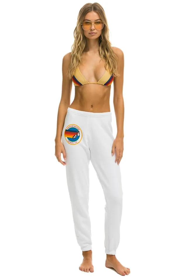 Women Bottoms Aviator Nation AVIATOR NATION SWEATPANTS 8211 WHITE Women Bottoms Aviator Nation AVIATOR NATION SWEATPANTS 8211 WHITE