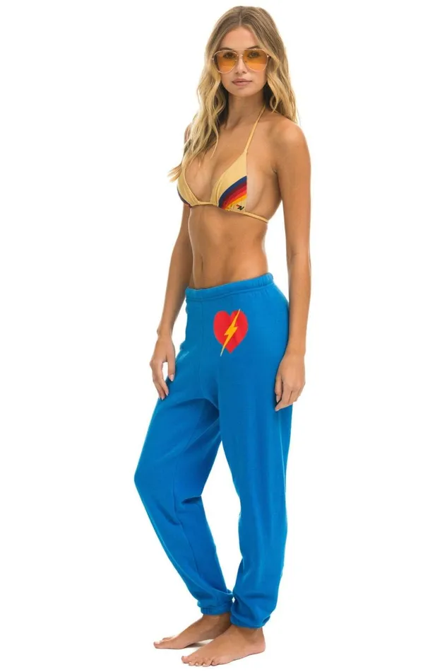 Women Bottoms Aviator Nation BOLT HEART SWEATPANTS 8211 OCEAN Women Bottoms Aviator Nation BOLT HEART SWEATPANTS 8211 OCEAN
