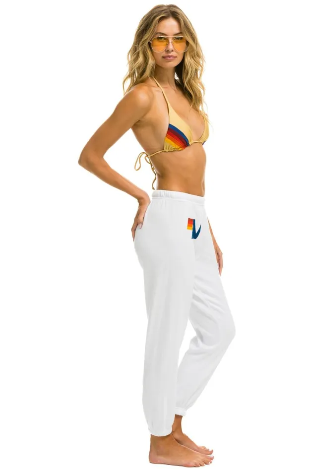 Women Bottoms Aviator Nation LIGHT WEIGHT LOGO SWEATPANTS 8211 WHITE Women Bottoms Aviator Nation LIGHT WEIGHT LOGO SWEATPANTS 8211 WHITE