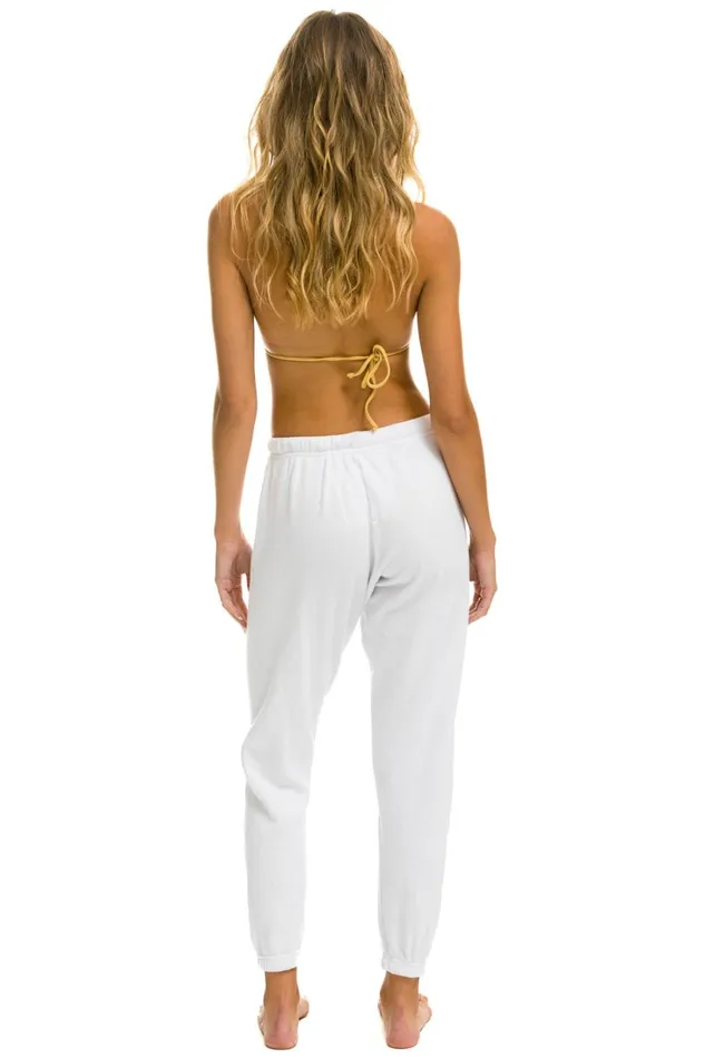 Women Bottoms Aviator Nation LIGHT WEIGHT LOGO SWEATPANTS 8211 WHITE Women Bottoms Aviator Nation LIGHT WEIGHT LOGO SWEATPANTS 8211 WHITE