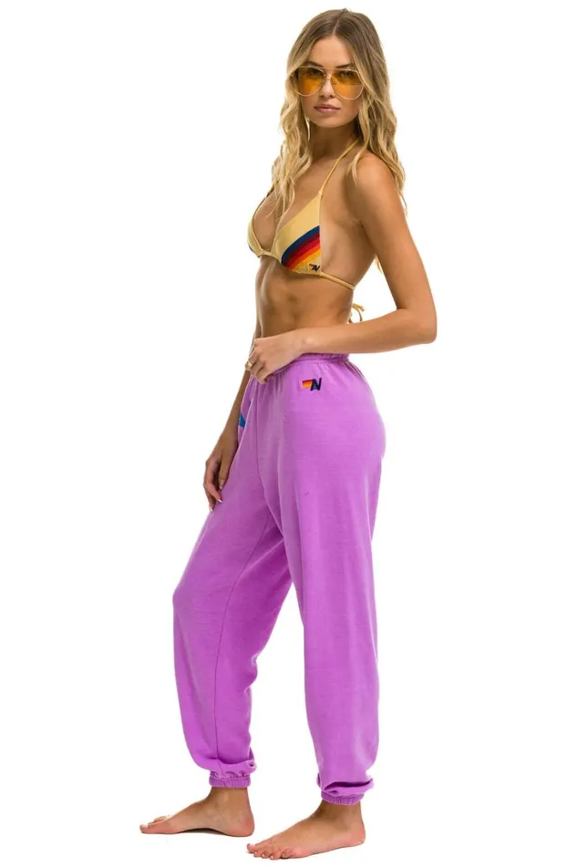 Women Bottoms Aviator Nation LOGO SWEATPANTS 8211 NEON PURPLE Women Bottoms Aviator Nation LOGO SWEATPANTS 8211 NEON PURPLE