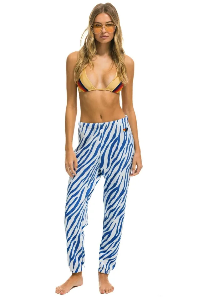 Women Bottoms Aviator Nation TIGER SWEATPANTS 8211 BLUE TIGER
