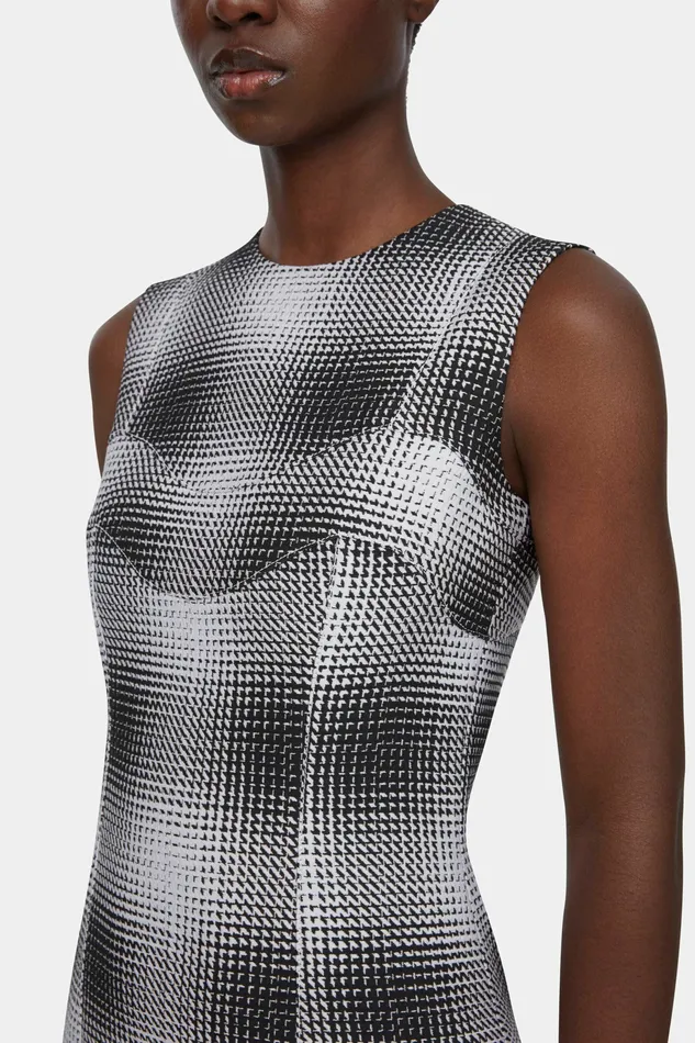 Women Celene Dress In Black and White Checked Cloque Dresses Emilia Wickstead Women Celene Dress In Black and White Checked Cloque Dresses Emilia Wickstead