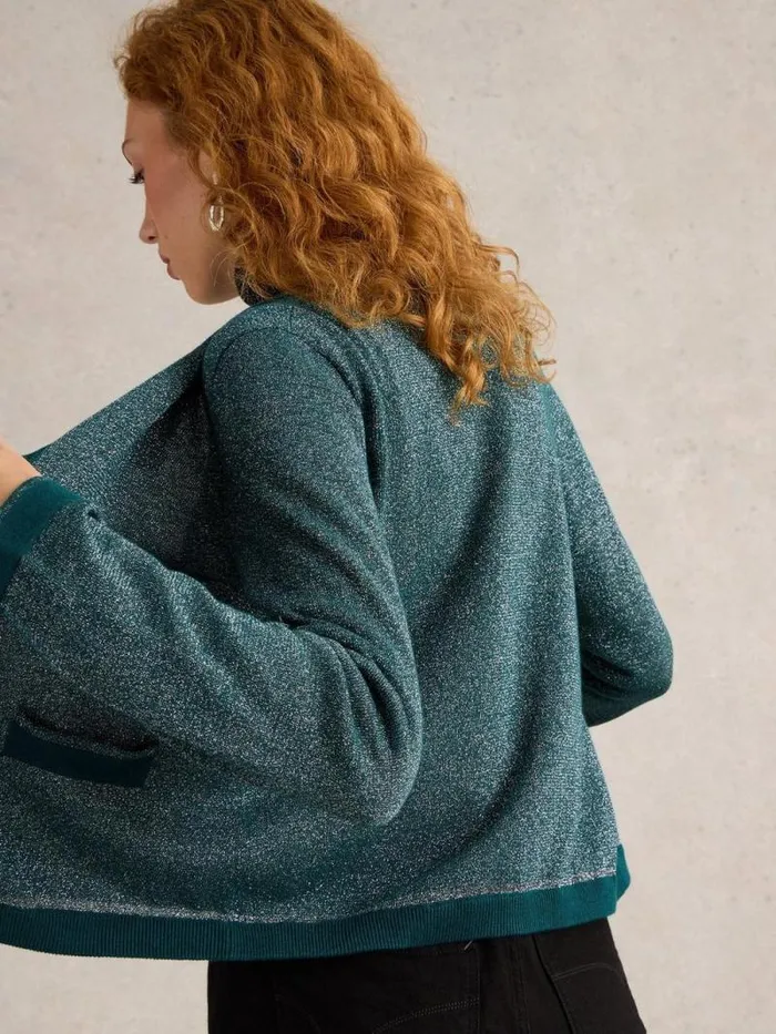 Women CHARLOTTE SPARKLE CARDI Mid Teal White Stuff Knitwear Women CHARLOTTE SPARKLE CARDI Mid Teal White Stuff Knitwear