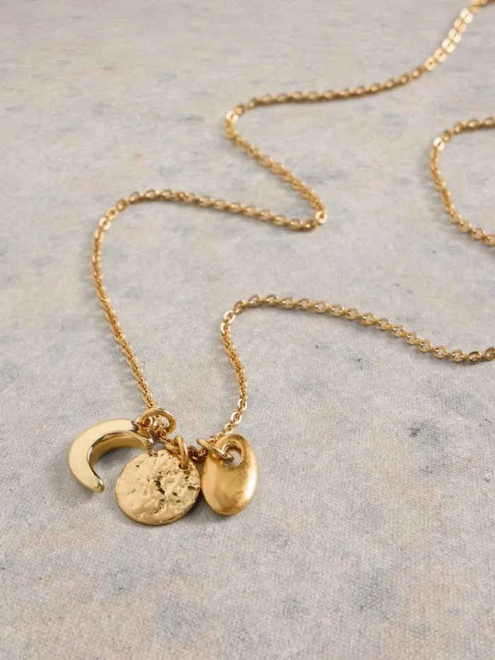 Women Charm Earring Necklace Set Gold Tone Metallic White Stuff Jewellery Women Charm Earring Necklace Set Gold Tone Metallic White Stuff Jewellery