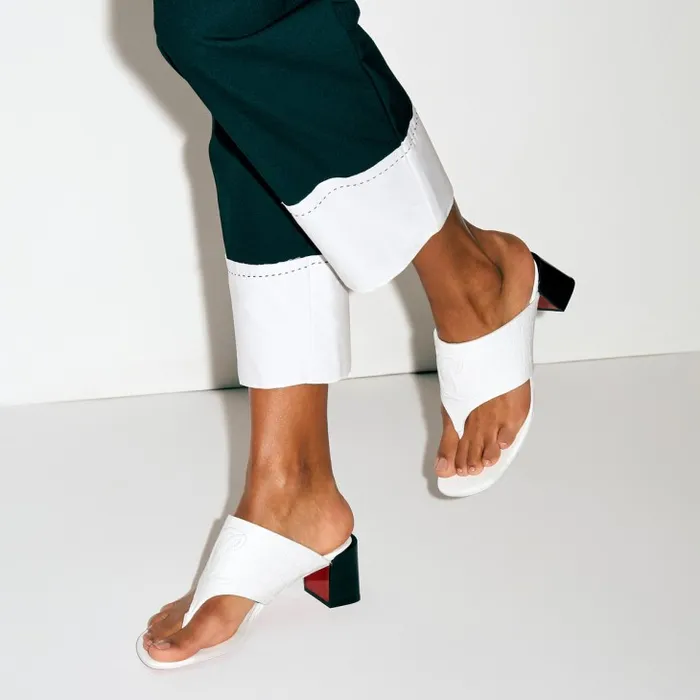 Women CL Tongamule 55 Mm Mules 8211 Alligator Embossed Calf Leather 8211 White Christian Louboutin Mules Women CL Tongamule 55 Mm Mules 8211 Alligator Embossed Calf Leather 8211 White Christian Louboutin Mules