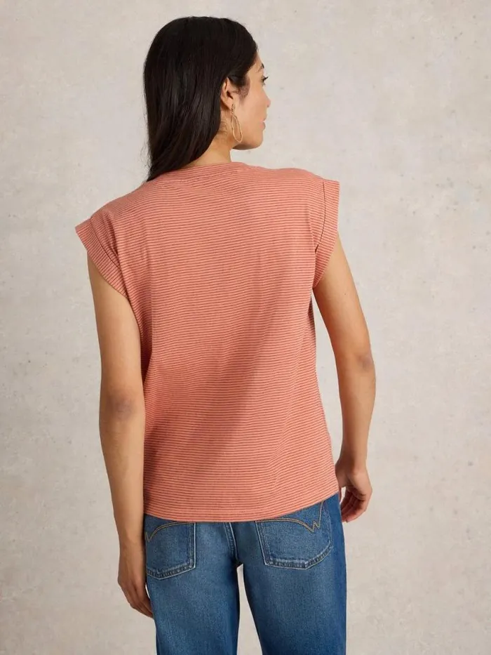 Women CLAUDIA TEE Coral Multi White Stuff Tops and Tees