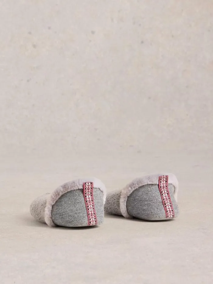 Women Closed Back Reya Slipper Mid Grey White Stuff Slippers Women Closed Back Reya Slipper Mid Grey White Stuff Slippers