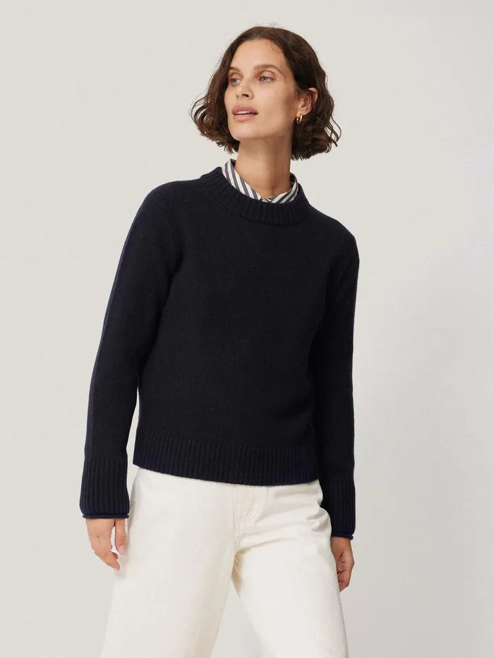Women Compact Wool Cashmere Blend Jumper Navy Jigsaw Knitwear and Cashmere