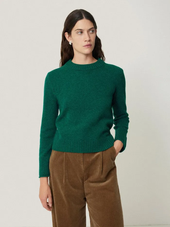 Women Compact Wool Cashmere Blend Jumper Sherwood Green Jigsaw Knitwear and Cashmere