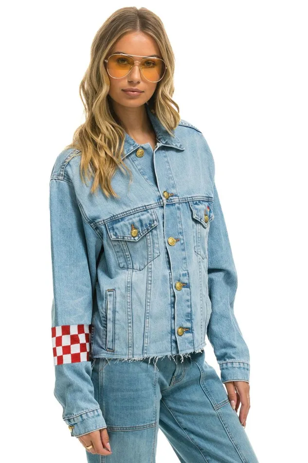 Women Denim Aviator Nation LIVE FREE OVERSIZED CROP DENIM JACKET 8211 SUPER LIGHT Women Denim Aviator Nation LIVE FREE OVERSIZED CROP DENIM JACKET 8211 SUPER LIGHT