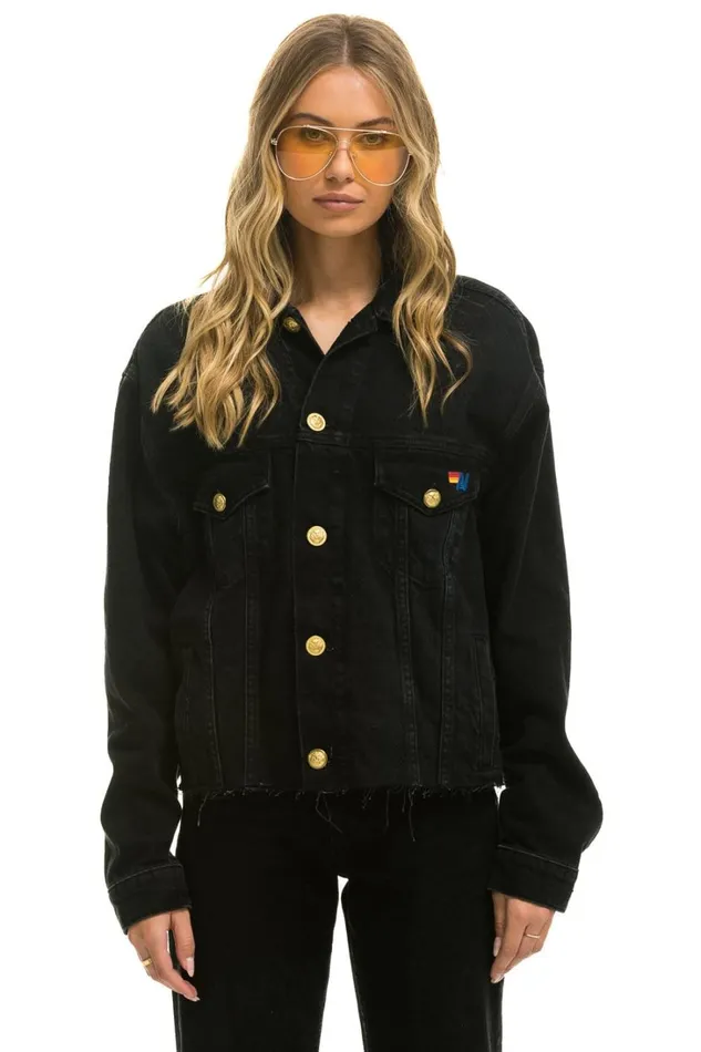 Women Denim Aviator Nation NEED FOR SPEED OVERSIZED CROP DENIM JACKET 8211 VINTAGE BLACK Women Denim Aviator Nation NEED FOR SPEED OVERSIZED CROP DENIM JACKET 8211 VINTAGE BLACK