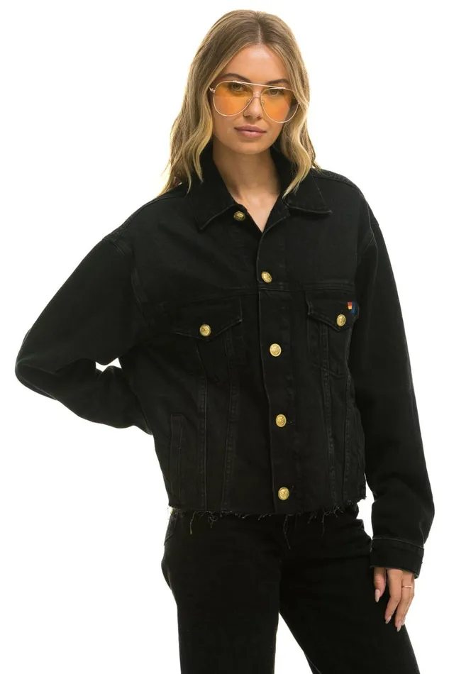 Women Denim Aviator Nation NEED FOR SPEED OVERSIZED CROP DENIM JACKET 8211 VINTAGE BLACK Women Denim Aviator Nation NEED FOR SPEED OVERSIZED CROP DENIM JACKET 8211 VINTAGE BLACK