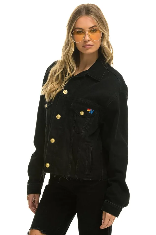 Women Denim Aviator Nation NEED FOR SPEED OVERSIZED CROP DENIM JACKET 8211 VINTAGE BLACK Women Denim Aviator Nation NEED FOR SPEED OVERSIZED CROP DENIM JACKET 8211 VINTAGE BLACK