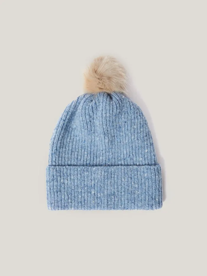 Women Donegal Pom Hat Blue Jigsaw Hats and Gloves