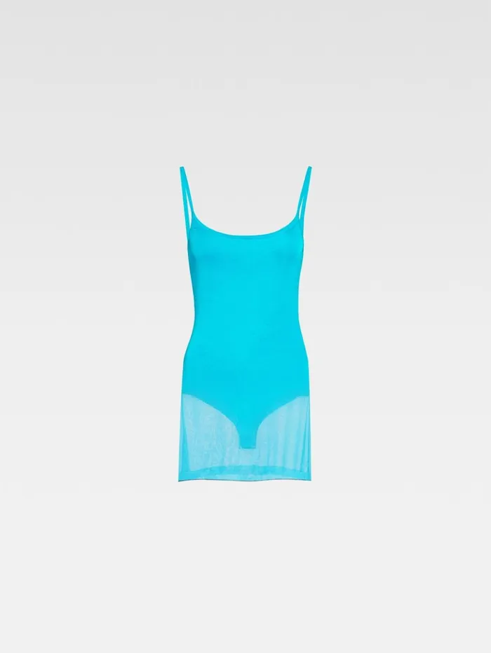 Women Dresses and Skirts JACQUEMUS The Roupao Knit Dress Turquoise Women Dresses and Skirts JACQUEMUS The Roupao Knit Dress Turquoise