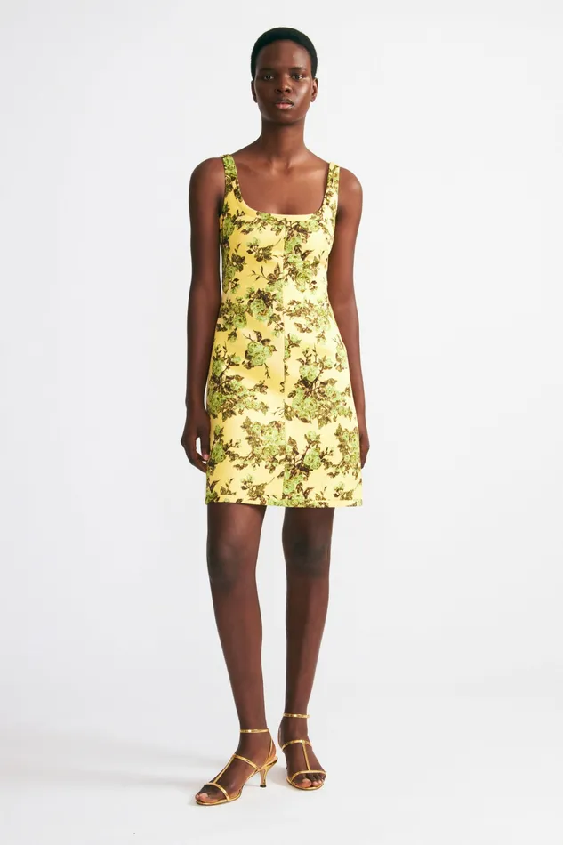 Women Dresses Emilia Wickstead Tillie Dress Green Centifolia Floral Taffeta Faille