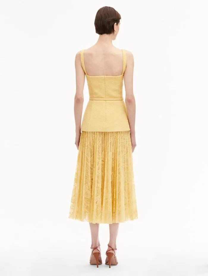 Women Dresses Oscar De La Renta Orchid Guipure and Tweed Dress Banana Women Dresses Oscar De La Renta Orchid Guipure and Tweed Dress Banana