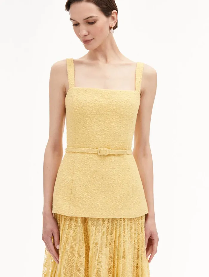 Women Dresses Oscar De La Renta Orchid Guipure and Tweed Dress Banana Women Dresses Oscar De La Renta Orchid Guipure and Tweed Dress Banana