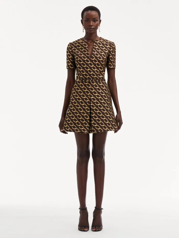 Women Dresses Oscar De La Renta Oscar ChainLink Jacquard Dress Cafe Gold Women Dresses Oscar De La Renta Oscar ChainLink Jacquard Dress Cafe Gold