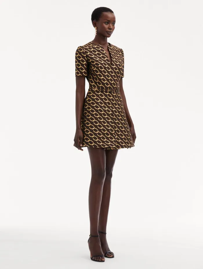 Women Dresses Oscar De La Renta Oscar ChainLink Jacquard Dress Cafe Gold Women Dresses Oscar De La Renta Oscar ChainLink Jacquard Dress Cafe Gold