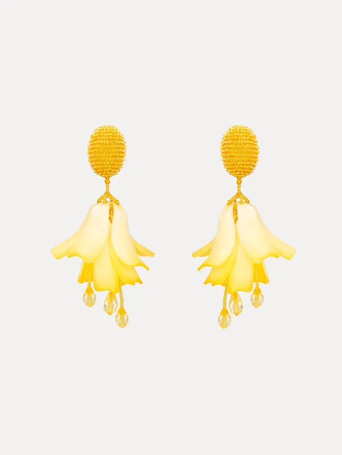 Women Earrings Oscar De La Renta Classic Impatiens ClipOn Earrings Yellow