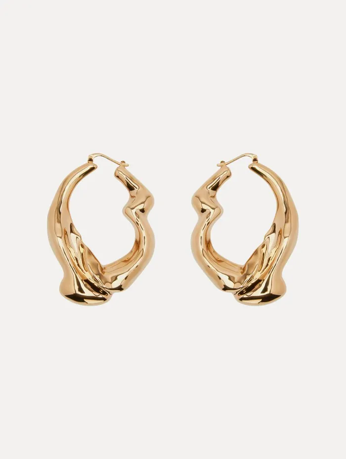 Women Earrings Oscar De La Renta Crushed Hoop Earrings Gold