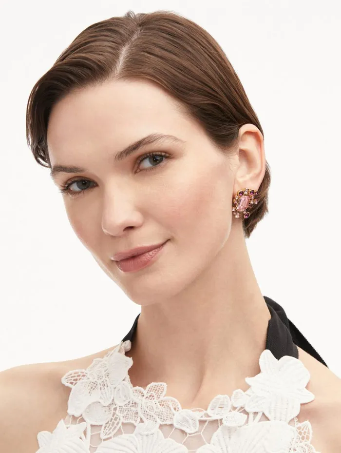 Women Earrings Oscar De La Renta Mixed Crystal Cluster Earrings Rose Multi Women Earrings Oscar De La Renta Mixed Crystal Cluster Earrings Rose Multi