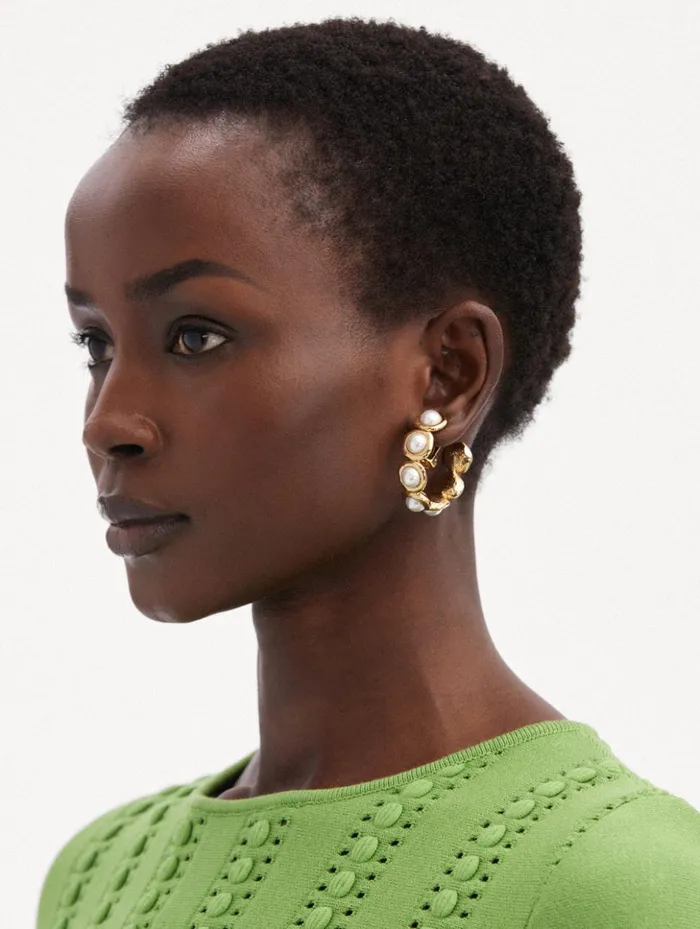 Women Earrings Oscar De La Renta Pearl Sphere Hoop ClipOn Earrings Pearl Women Earrings Oscar De La Renta Pearl Sphere Hoop ClipOn Earrings Pearl
