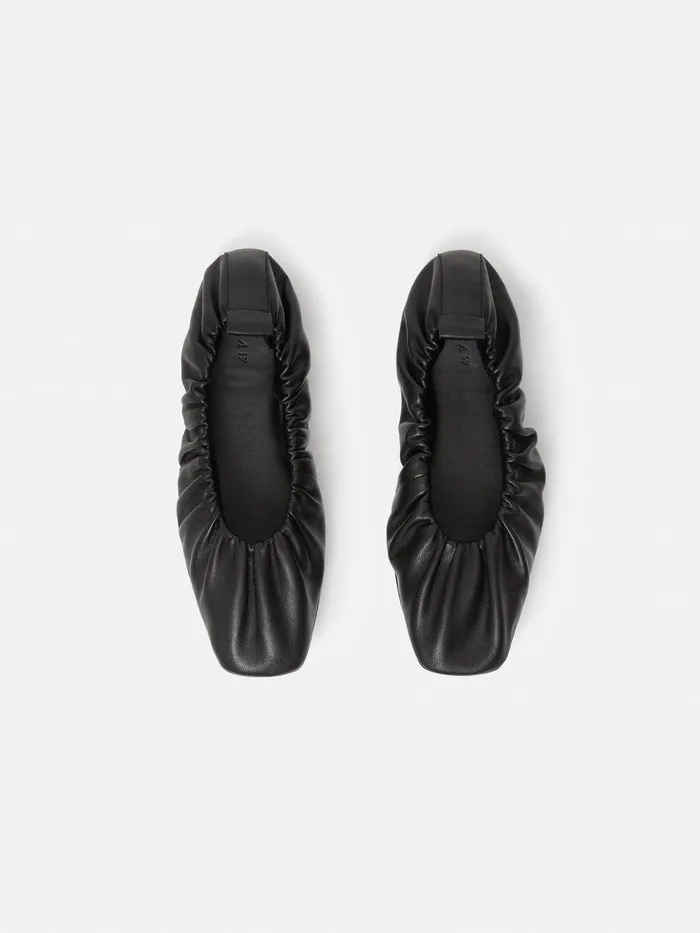 Women Elasticated Ballerina Black Jigsaw Leather
