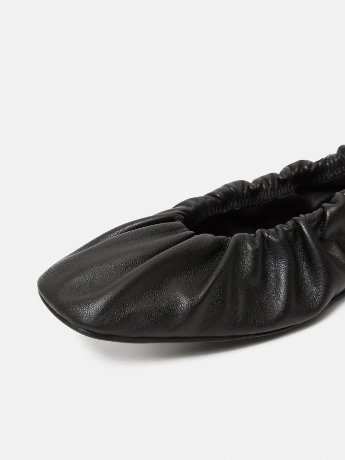 Women Elasticated Ballerina Black Jigsaw Leather