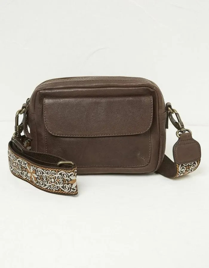 Women FatFace Bags and Wallets The Oslo Camera Bag Ornate Strap Chocolate Brown