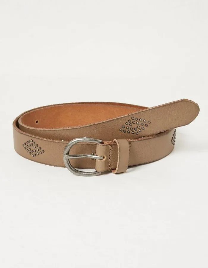 Women FatFace Belts Jean Stud Leather Belt Washed Stone