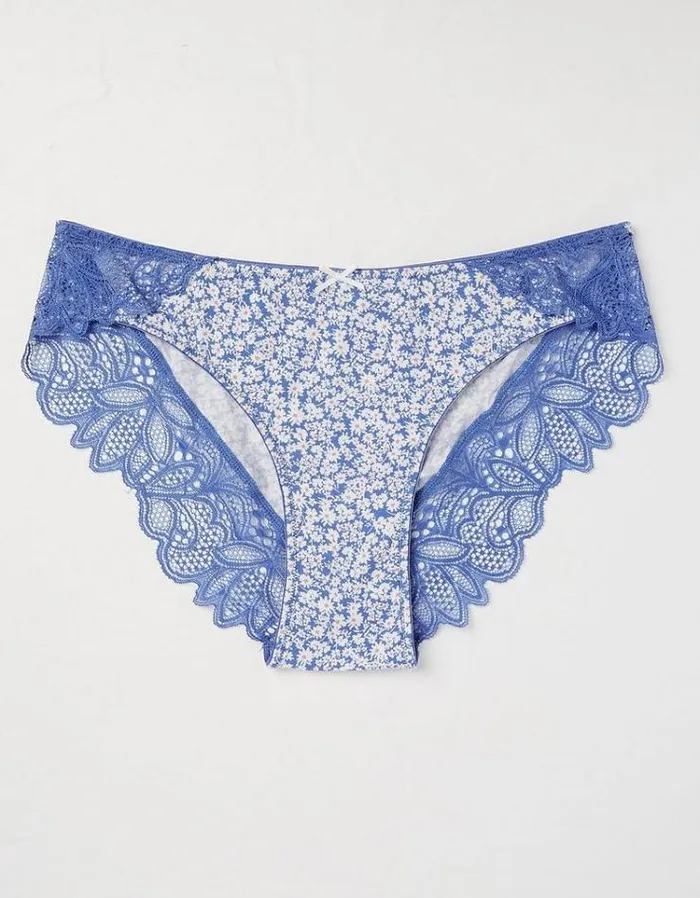 Women FatFace Buy 2 Get 1 Free Underwear Olivia Floral Cheeky Knickers Cobalt Blue