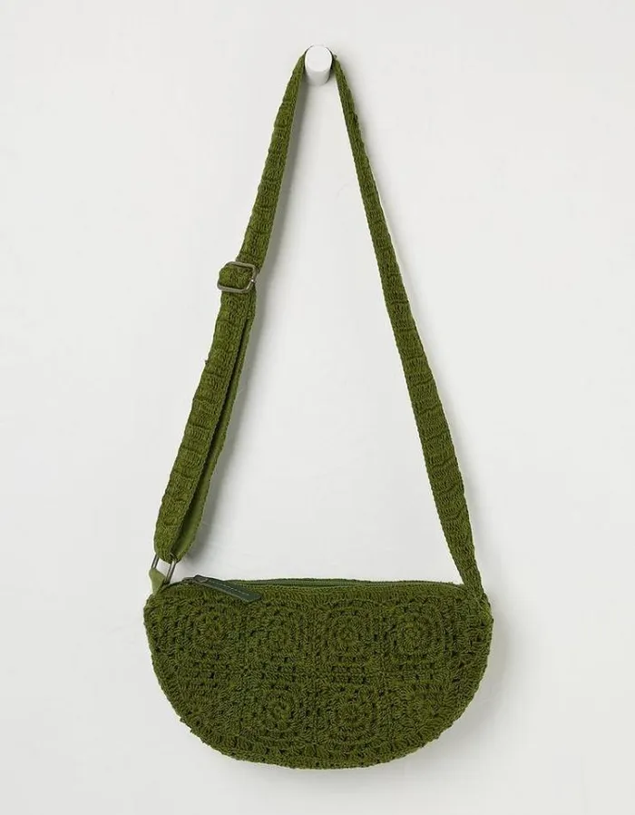Women FatFace Festival Collection Lettie Macrame Sling Bag Green