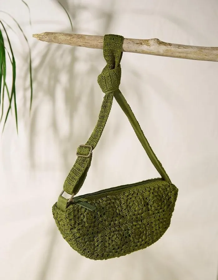 Women FatFace Festival Collection Lettie Macrame Sling Bag Green