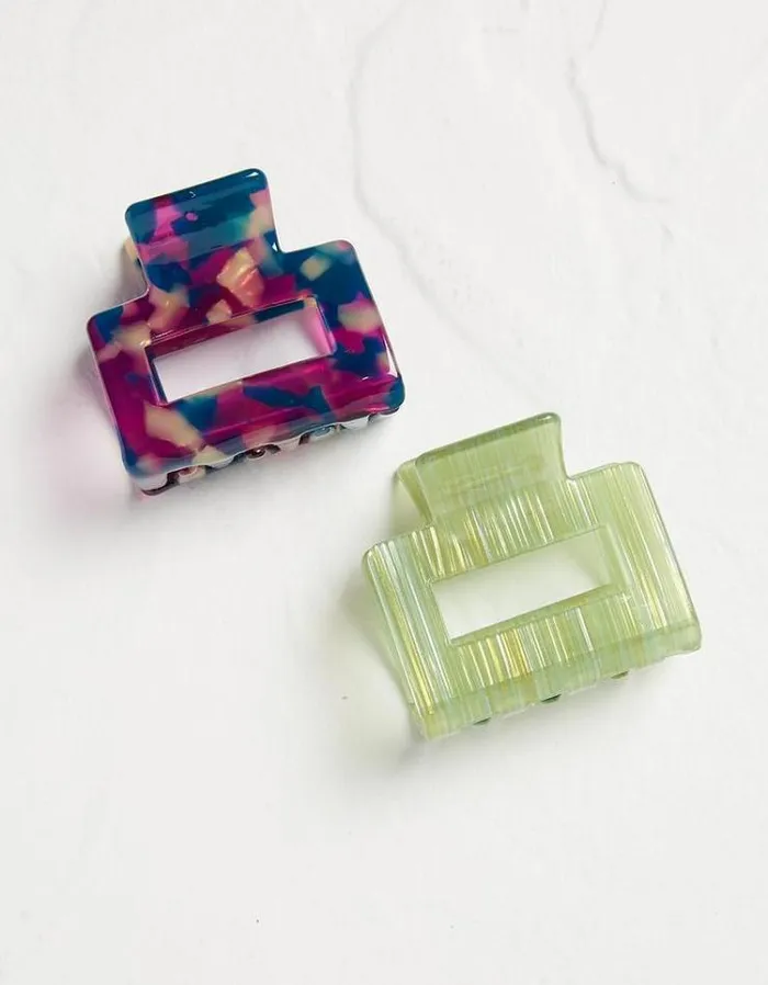 Women FatFace Hair Accessories 2 Pack Resin Claw Clip Multi