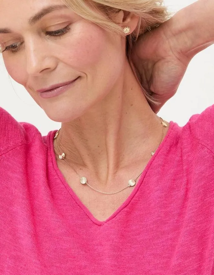 Women FatFace Jewelry Disc Necklace Gold