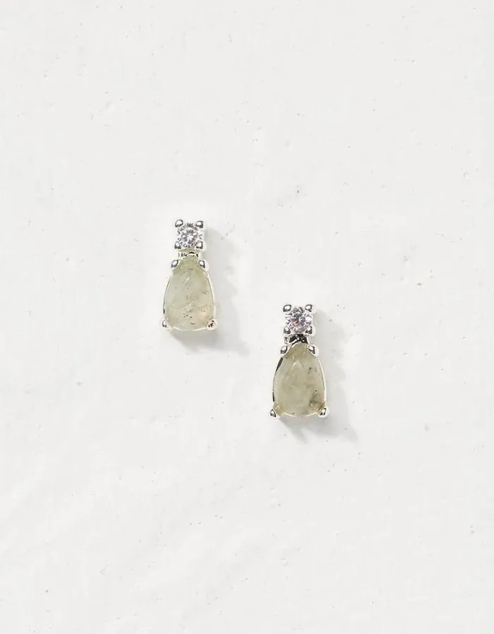 Women FatFace Jewelry Double Stone Studs Silver