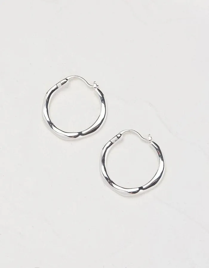 Women FatFace Jewelry Hammered Hoops Silver