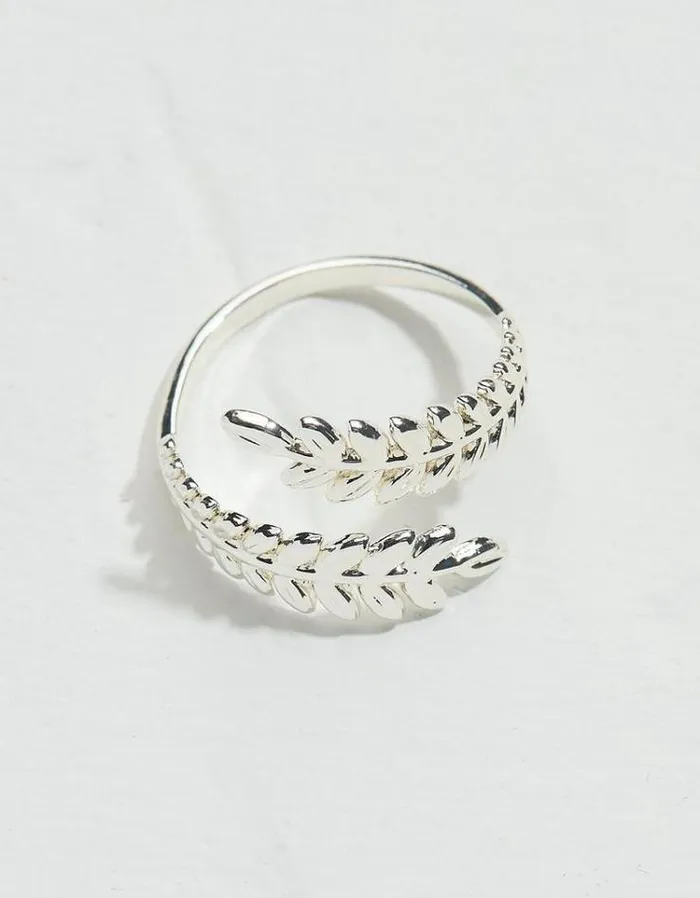 Women FatFace Jewelry Leaf Ring Silver
